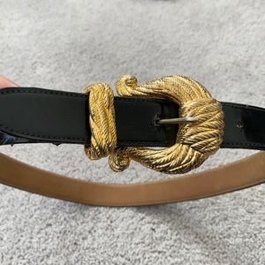 Black and gold leather belt